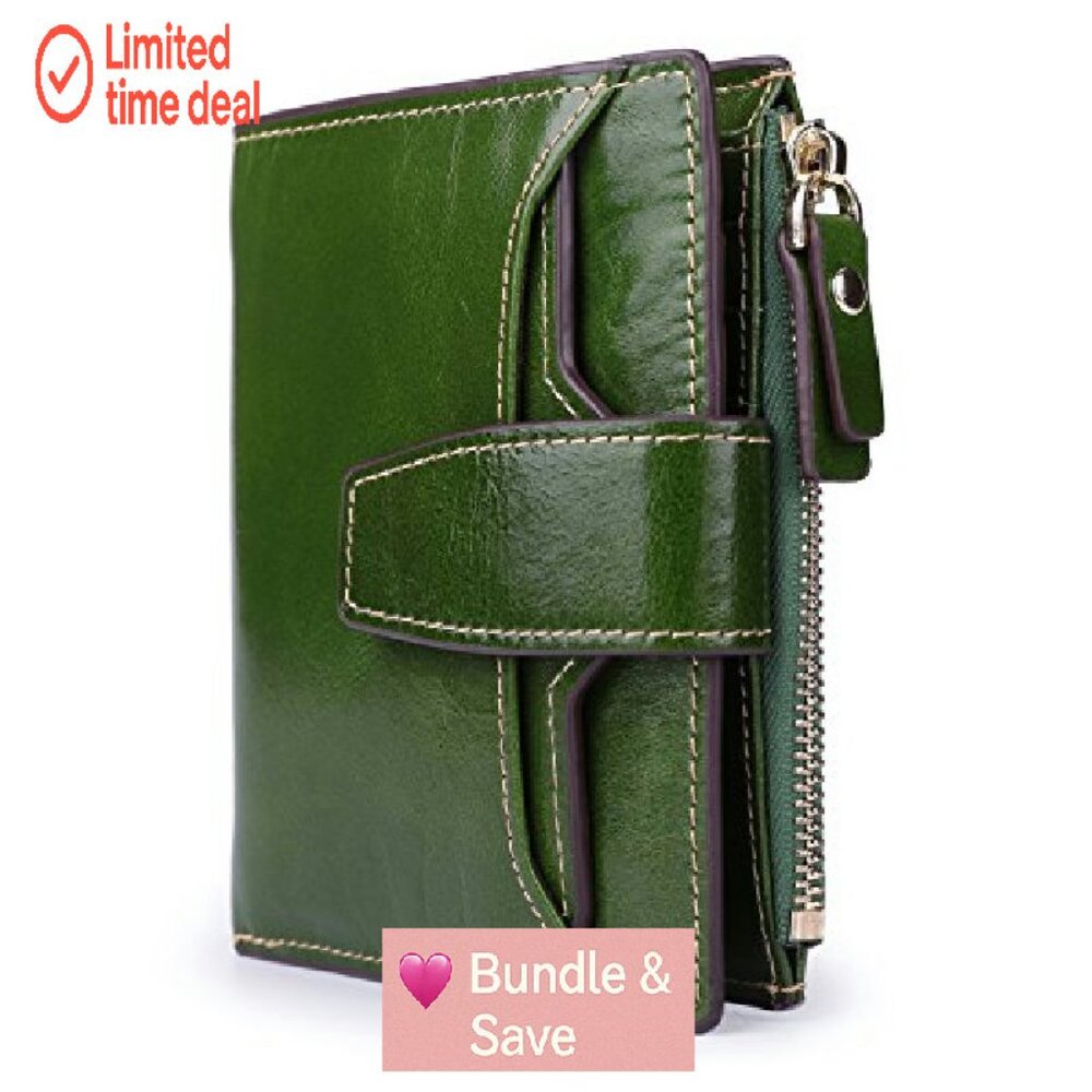 Genuine Leather Rfid Blocking Compact Wallet With… - image 7